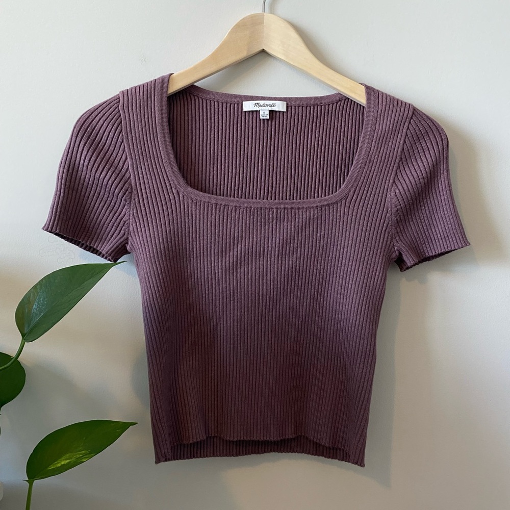 Madewell: Ribbed Square-Neck Crop Top, size small